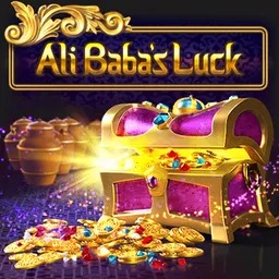 Forziere con monete e gemme nella copertina Ali Baba's Luck